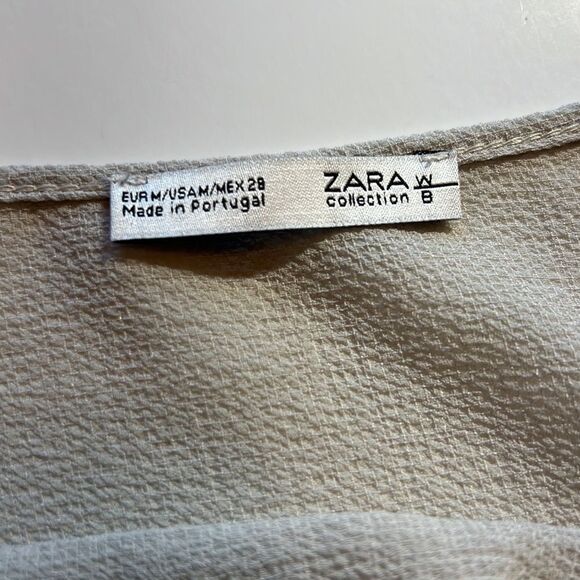 ZARA Women’s Layered Mixed Fabric High Low Hem Top Cream Size Medium - Picture 8 of 8